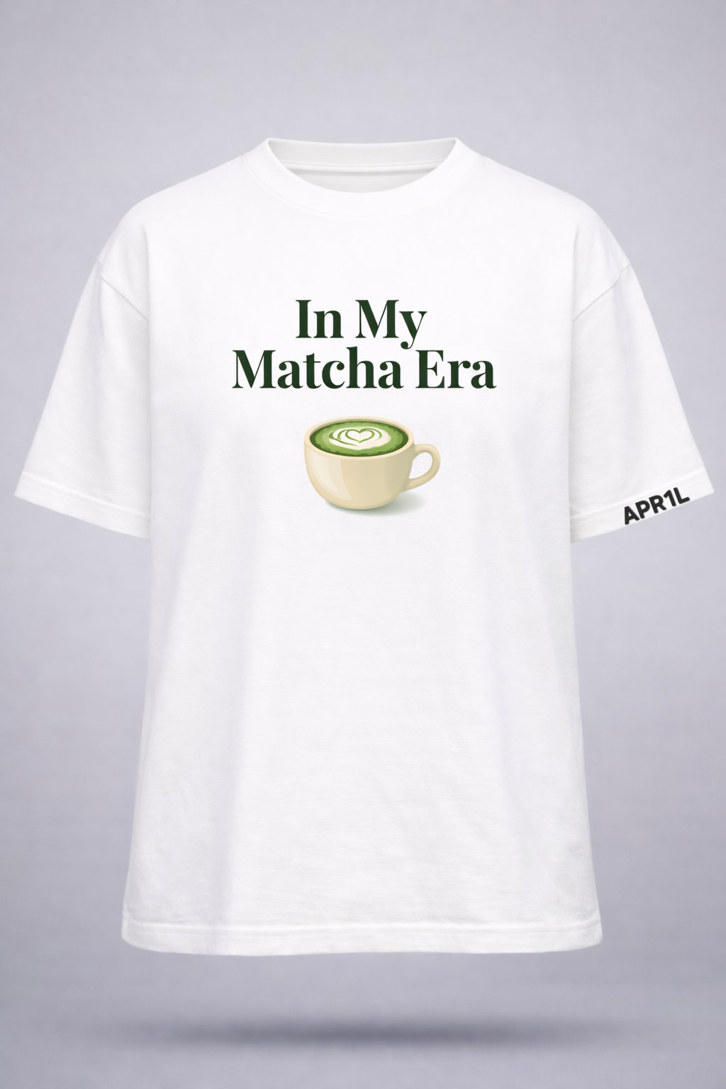 APR1L Matcha Era Oversized T-Shirt – Premium 240 GSM French Terry Cotton | Women’s Casual Aesthetic Streetwear Tee