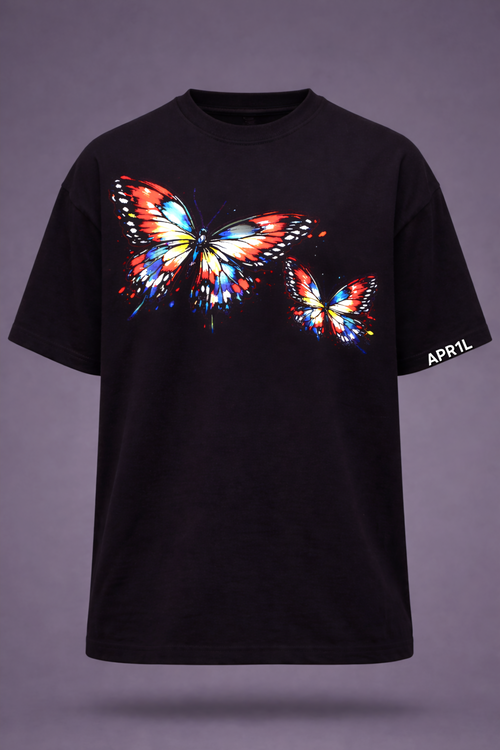 APR1L Butterfly Bloom Oversized T-Shirt – Premium 240 GSM French Terry Cotton | APR1L Women’s Casual Collection Streetwear Tee