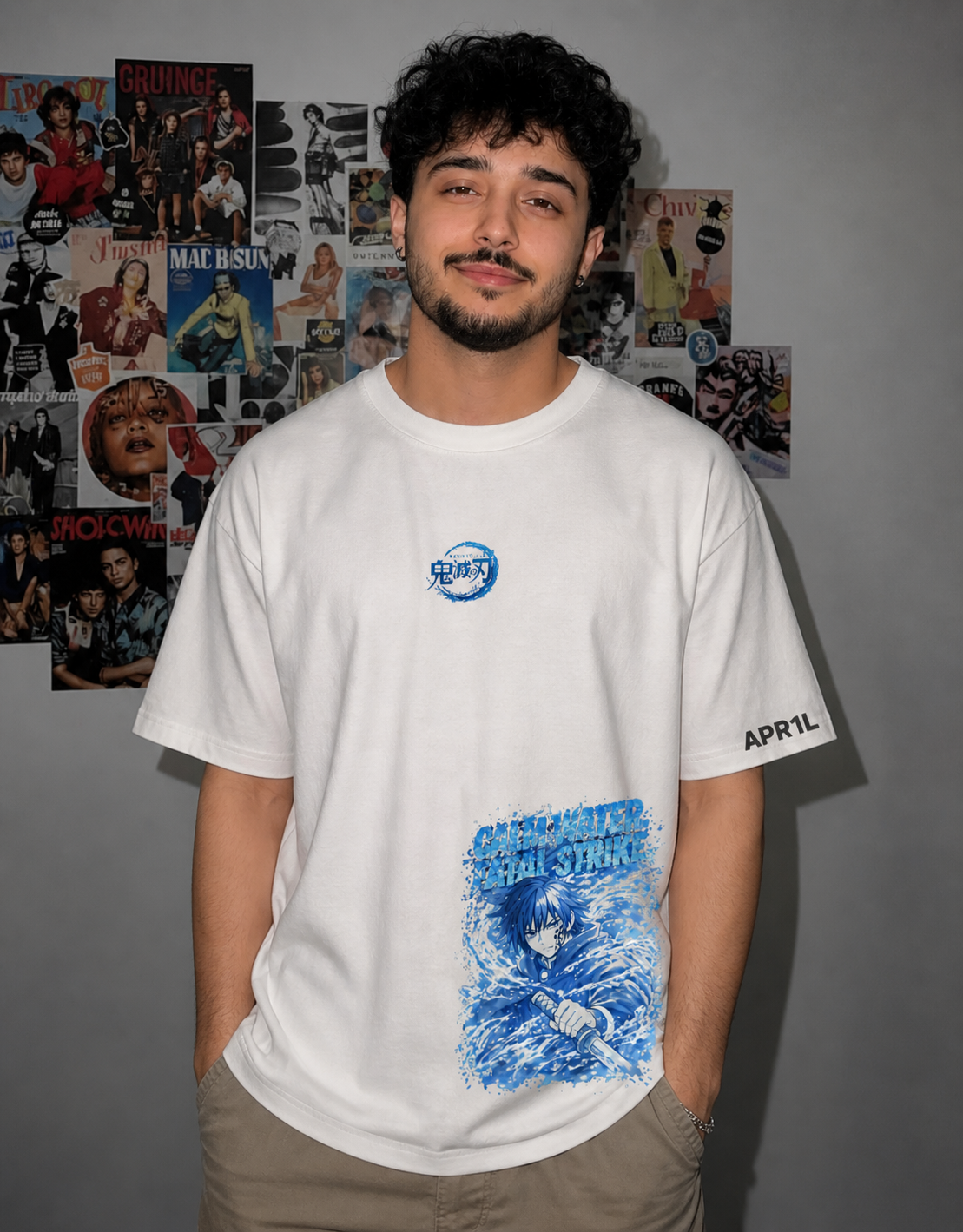APR1L Water Blade Oversized T-Shirt – Premium 240 GSM French Terry Cotton | Unisex Anime-Inspired Graphic Streetwear Tee
