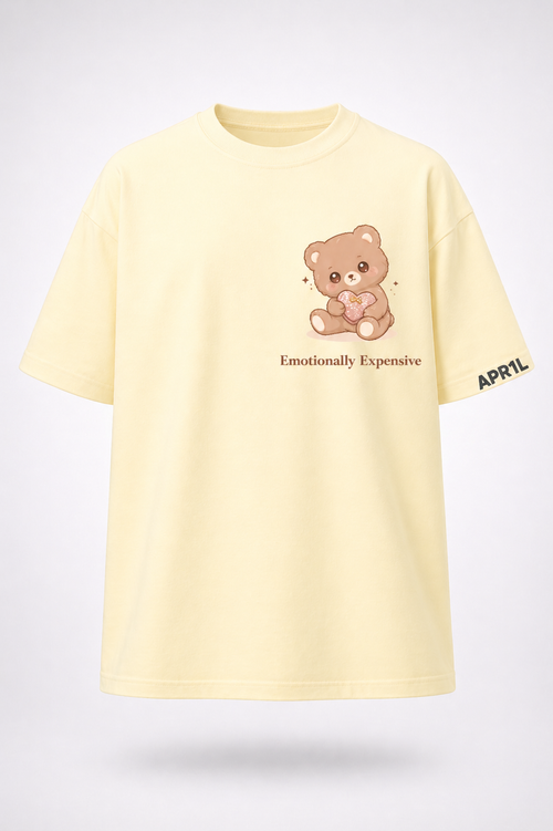 APR1L Emotionally Expensive Oversized T-Shirt – Premium 240 GSM French Terry Cotton | APR1L Women’s Casual Collection Aesthetic Tee