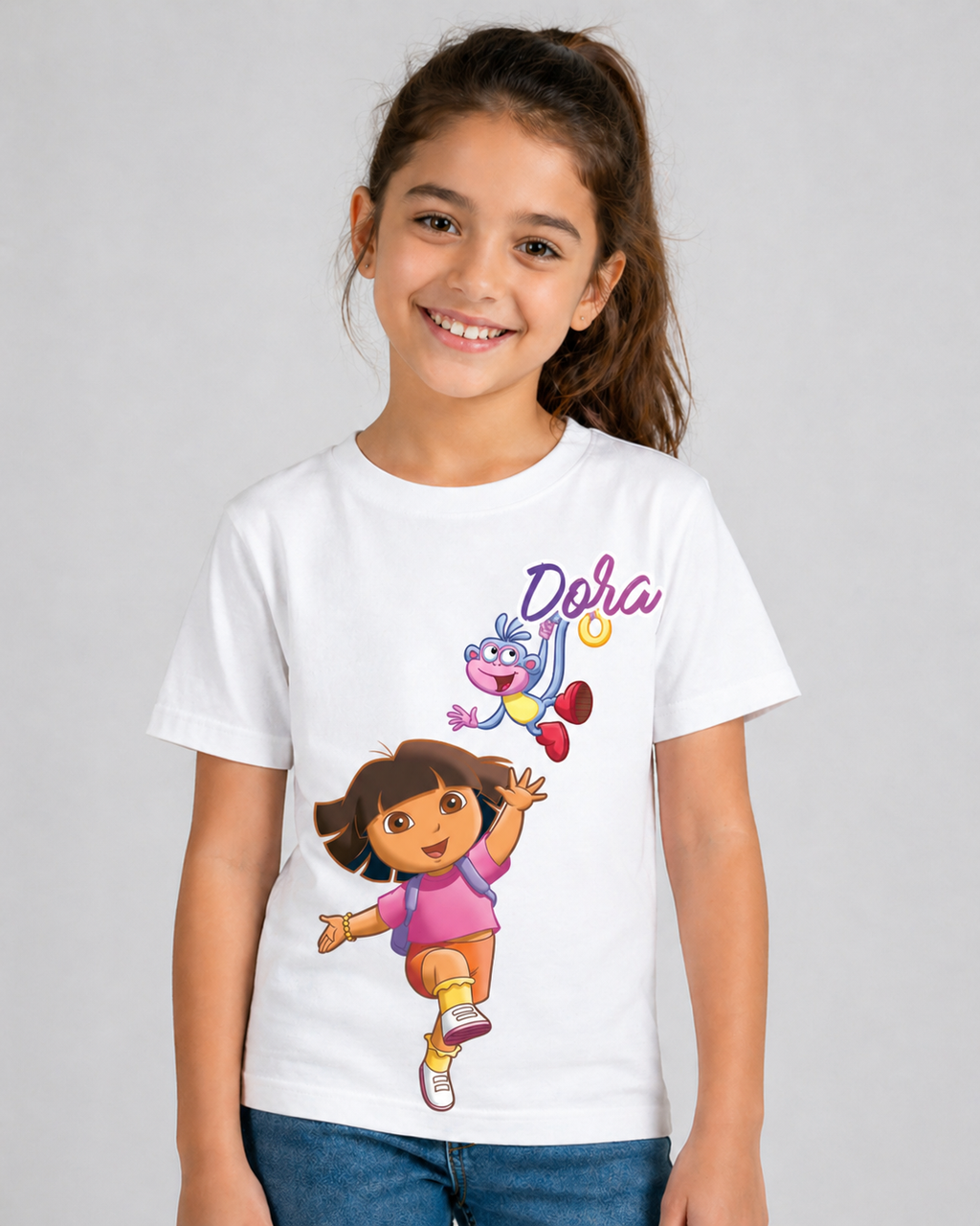 APR1L Mini Toons Explorer Girl Adventure Oversized T-Shirt – Premium Cotton | Mini Toons Kids Cartoon Casual Tee