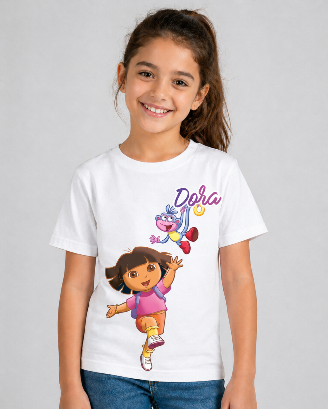 APR1L Mini Toons Explorer Girl Adventure Oversized T-Shirt – Premium Cotton | Mini Toons Kids Cartoon Casual Tee