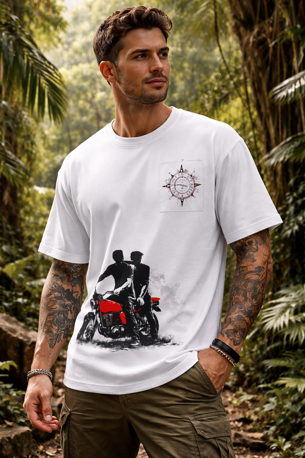 APR1L Explorer’s End Oversized T-Shirt – Premium 240 GSM French Terry Cotton | Unisex Adventure Graphic Streetwear Tee