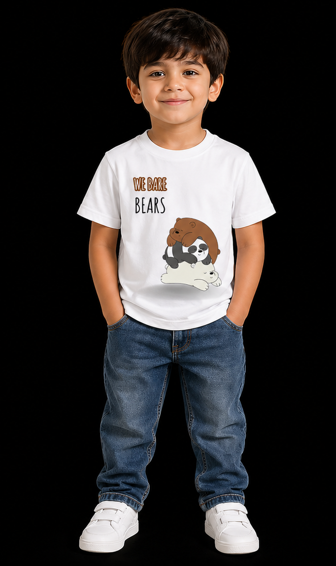 APR1L Mini Toons Bear Stack Oversized T-Shirt – Premium Cotton | Mini Toons Kids Cartoon Casual Tee