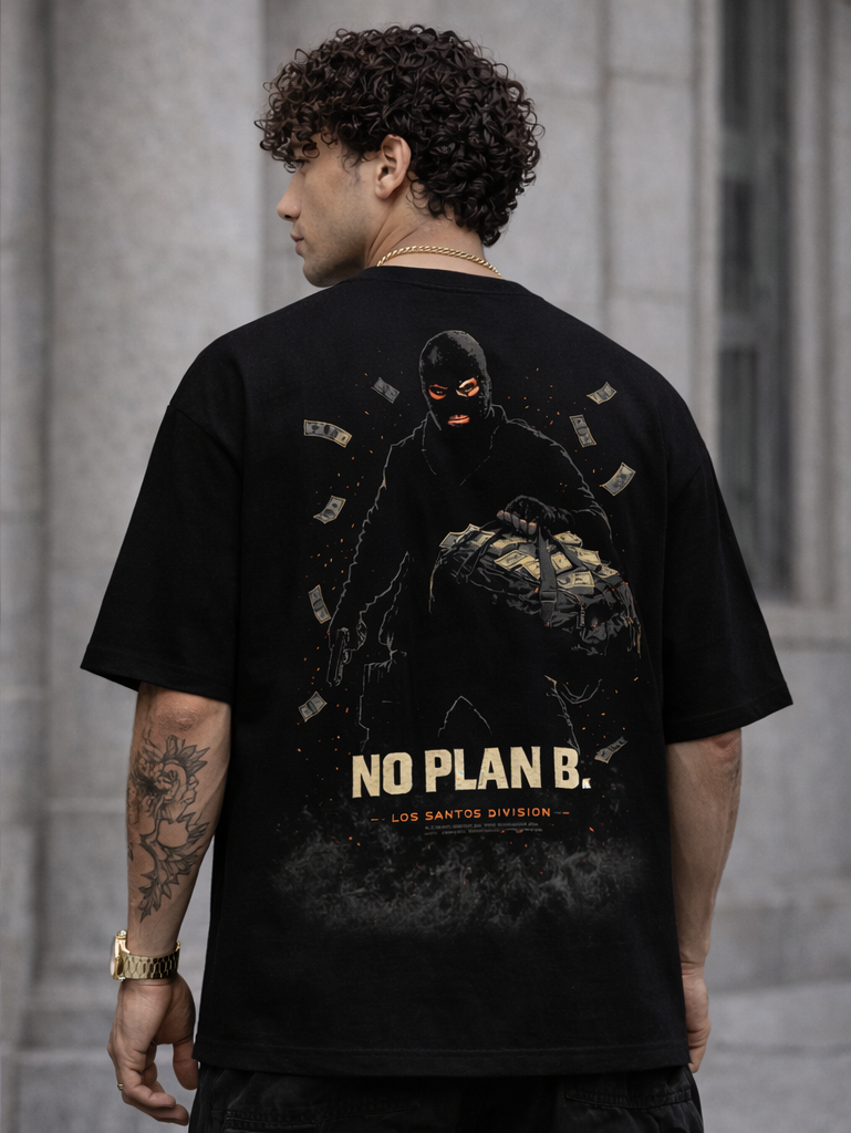 APR1L No Plan B Oversized T-Shirt – Premium 240 GSM French Terry Cotton | Unisex Money Hustle Graphic Streetwear Tee