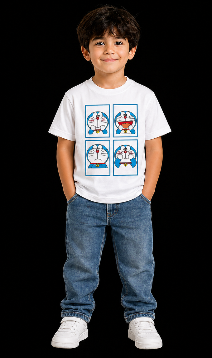 APR1L Mini Toons Cartoon Expressions Oversized T-Shirt – Premium Cotton | Mini Toons Kids Casual Streetwear Tee
