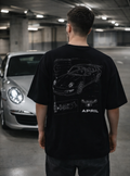 APR1L Motor Blueprint Oversized T-Shirt – Premium 240 GSM French Terry Cotton | Unisex Automotive Streetwear Tee