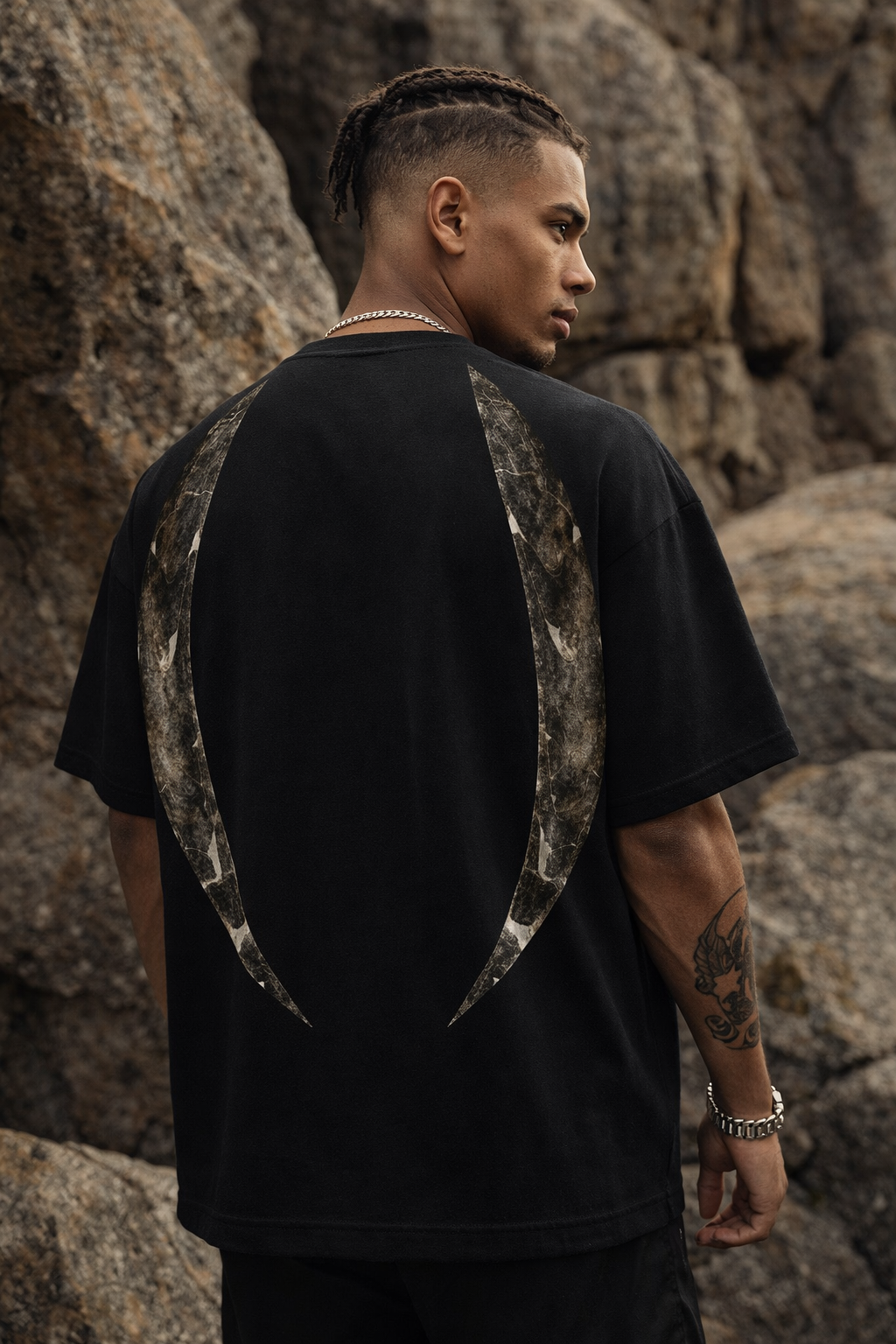 APR1L Hunt or Be Hunted Oversized T-Shirt – Premium 240 GSM French Terry Cotton | Unisex Adventure Graphic Streetwear Tee